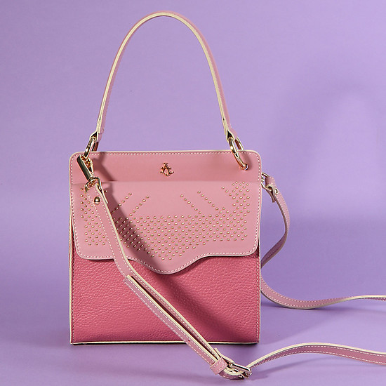 Оригинальная розовая сумка-мессенджер из натуральной кожи  Agata