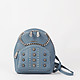Маленький кожаный рюкзак с заклепками в голубом цвете  Marina Creazioni