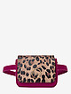Маленькая кожаная сумочка-трансформер в цвете фуксия с леопардовым принтом  Marina Creazioni