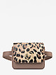 Маленькая кожаная сумочка-трансформер в оттенке тауп с леопардовым принтом  Marina Creazioni