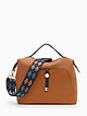 Оранжевая сумка-тоут из мягкой кожи с текстильным ремнем  Folle