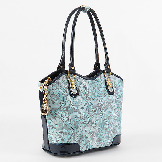 Голубая сумка-тоут с цветочным узором  Marino Orlandi