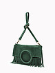 Дизайнерская сумка из темно-зеленой натуральной замши с бахромой  Folle