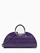 Фиолетовая сумка-полумесяц из кожи под крокодила  Folle