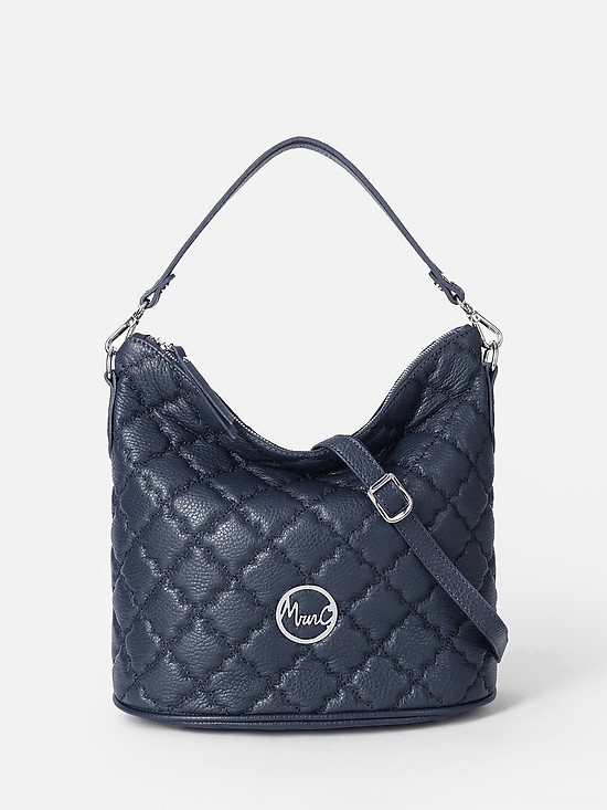 Небольшая сумочка на плечо из стеганой синей кожи  Marina Creazioni