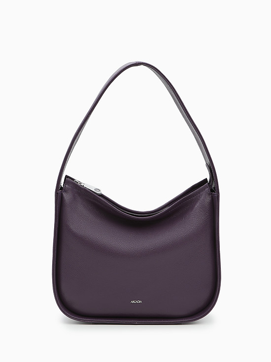 Фиолетовая сумка хобо из натуральной кожи  Arcadia