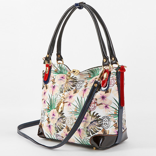 Светлая сумка с принтом тропических цветов  Marino Orlandi