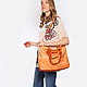 Оранжевая сумка-шоппер из мягкой винтажной кожи  Caterina Lucchi