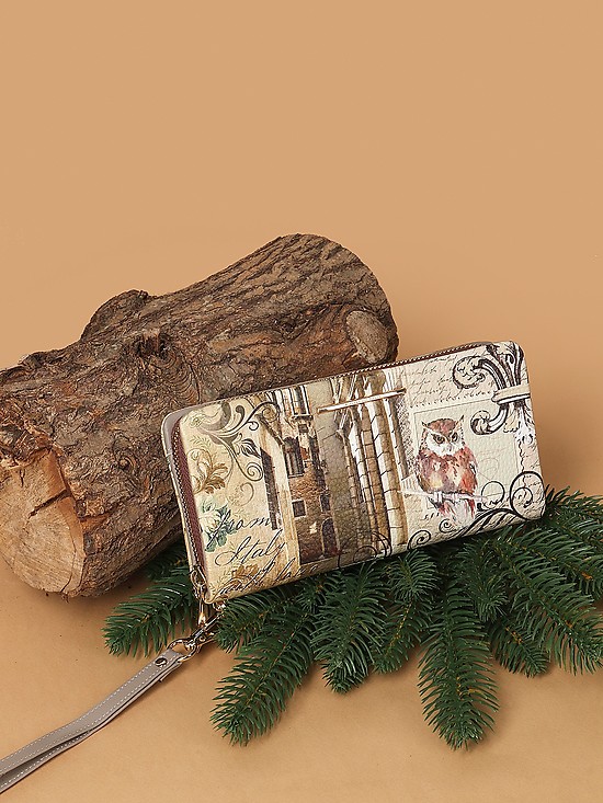 Кожаный кошелек-клатч с пейзажным принтом  Alessandro Beato