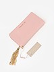 Светло-розовый кожаный кошелек-клатц с кисточкой со стразами  Alessandro Beato