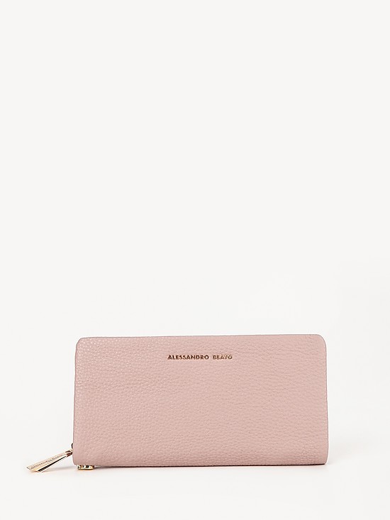 Пудрово-розовый кожаный кошелек-клатч на молнии  Alessandro Beato