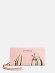 Светло-розовый кожаный кошелек-клатч с брошью со стразами  Alessandro Beato