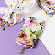 Белый кошелек-клатч из натуральной кожи с акварельным цветочным принтом  Alessandro Beato