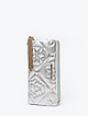Серебристый кожаный кошелек-клатч с кисточкой со стразами  Alessandro Beato