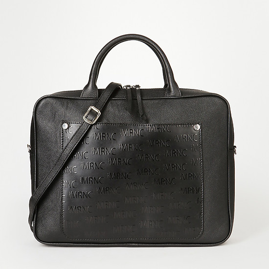 Черная кожаная сумка-портфель  Marina Creazioni