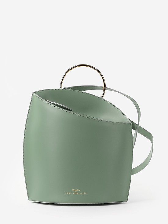 Пастельно-зеленый кожаный рюкзак с круглой ручкой  Arcadia