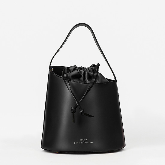 Черная сумка-ведро с асимметричным верхом  Arcadia