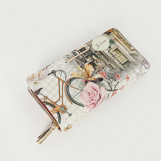 Кожаный кошелек-клатч на молнии с пейзажным принтом  Alessandro Beato