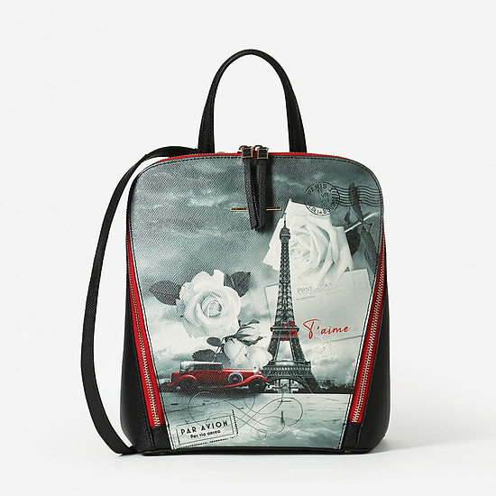 Небольшой красный рюкзак с принтом Парижского пейзажа  Alessandro Beato