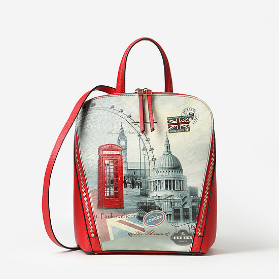 Небольшой красный рюкзак с принтом Лондонского пейзажа  Alessandro Beato