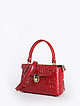 Небольшая красная сумочка-флап из плотной кожи с брендовым тиснением  Marino Orlandi
