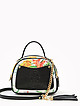 Белая сумка-боулер плотной кожи с тиснением под крокодила и цветочным принтом  Marino Orlandi