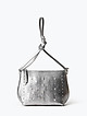 Мягкая сумочка кросс-боди из металлизированной кожи с серебристыми фигурными клепками  Marina Creazioni