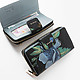 Горизонтальный кошелек из черной кожи с объемным цветочным принтом  Alessandro Beato