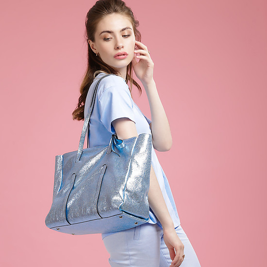 Голубая сумка-шоппер с бантиком  Arcadia