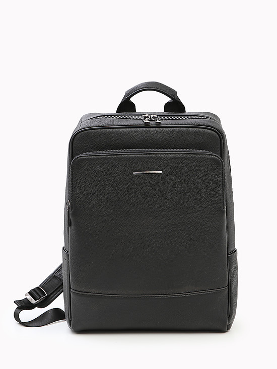 Мужской черный рюкзак из натуральной мелкозернистой кожи  Alessandro Beato