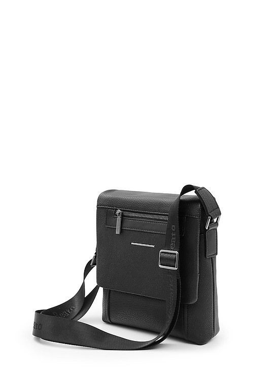 Небольшая кожана сумка-планшет черного цвета  Alessandro Beato