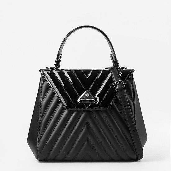 Черная стеганная сумка небольшого размера из натуральной кожи  Lucia Lombardi