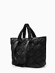 Черная сумка-тоут в винтажном стиле из мягкой кожи с плетеным декором  Folle