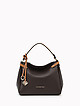Небольшая мягкая кожаная сумка-хобо коричневого оттенка с оранжевыми вставками  Alessandro Beato
