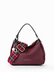Небольшая мягкая кожаная сумка-хобо бордового цвета с широким текстильным ремешком  Alessandro Beato