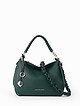 Небольшая мягкая кожаная сумка-хобо темно-зеленого цвета  Alessandro Beato