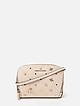 Бежевая сумочка кросс-боди из стеганой сафьяновой кожи с брошками и искусственным жемчугом  Alessandro Beato