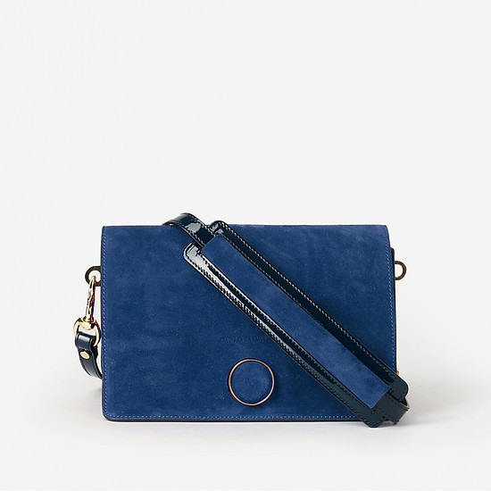 Прямоугольная сумочка кросс-боди из замши синего цвета  Carlo Salvatelli