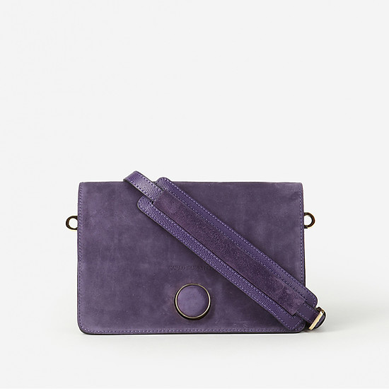 Прямоугольная сумочка кросс-боди из замши фиолетового цвета  Carlo Salvatelli
