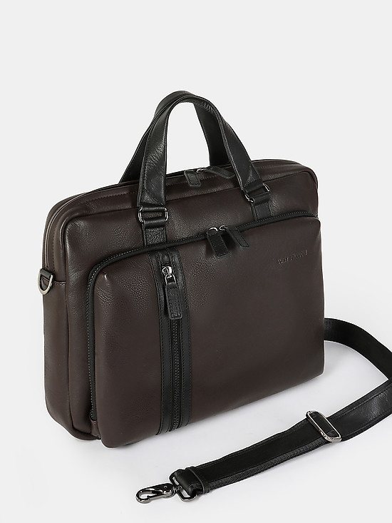 Мужская сумка из кожи темно-коричневого цвета  Tony Bellucci