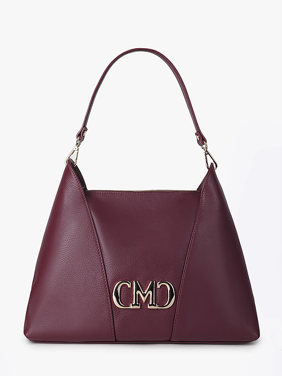 Бордовая сумка-хобо из мягкой кожи  Marina Creazioni