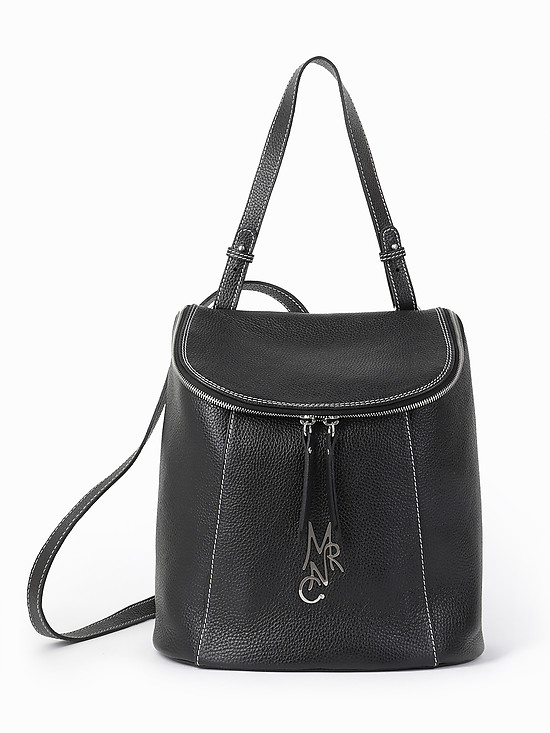 Черный рюкзак из мягкой кожи  Marina Creazioni