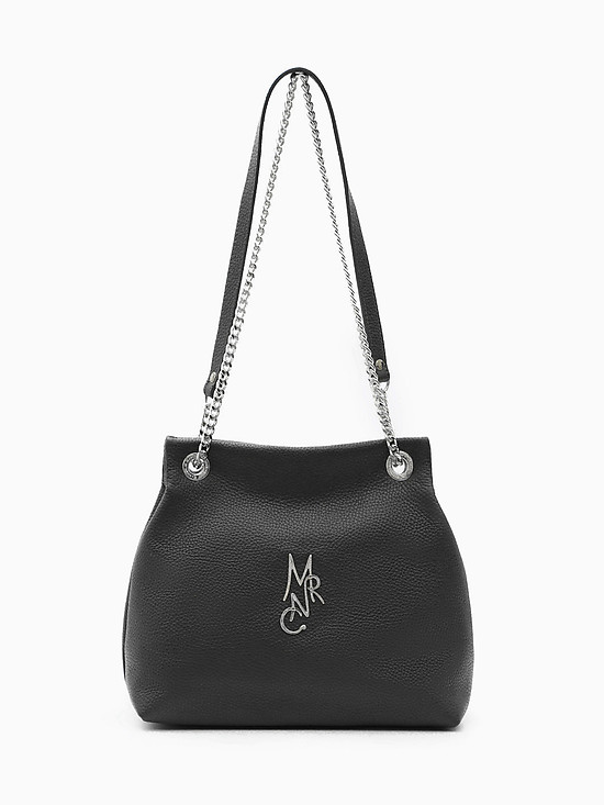 Черная сумочка на плечо из мягкой кожи  Marina Creazioni