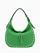 Зеленая сумка-хобо из натуральной кожи с контрастными стежками  Ripani