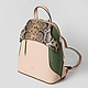 Стильный пастельно-розовый рюкзак из кожи с контрастными вставками  Alessandro Beato