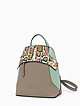 Стильный двухцветный рюкзак из серо-бежевой и мятной кожи с контрастными вставками  Alessandro Beato