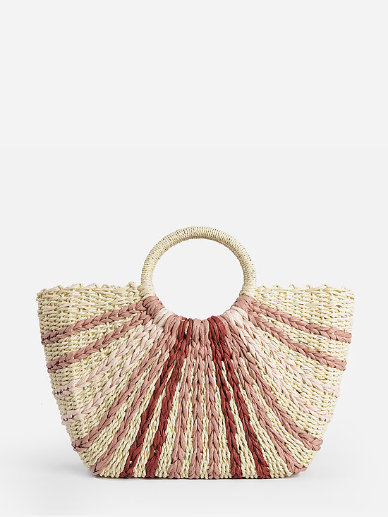 Плетеная соломенная сумка-корзинка с круглыми ручками  Fabretti