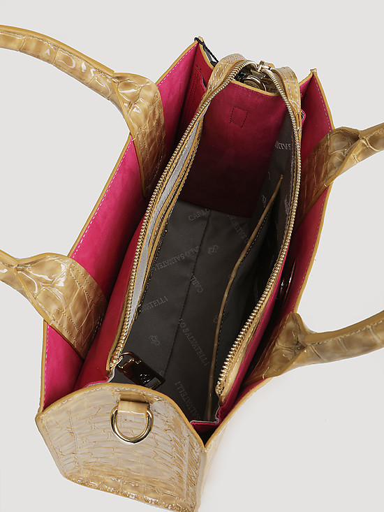Классические сумки Carlo Salvatelli 531 croc beige gloss