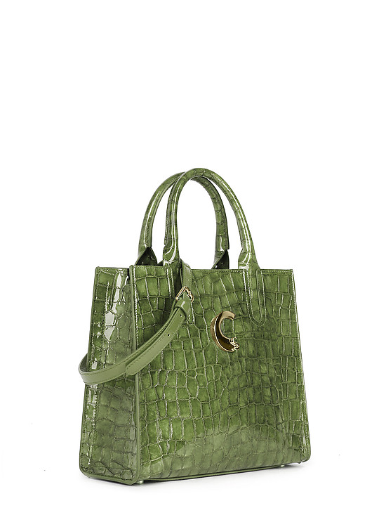 Классические сумки Carlo Salvatelli 531 croc green gloss
