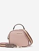 Пудрово-розовая кожаная сумочка-боулер с текстильным ремешком  Alessandro Beato